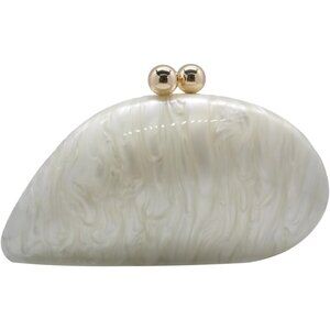 Women White Seashell Chain Shoulder Bag Acrylic Evening Clutch Glitter Party Bag